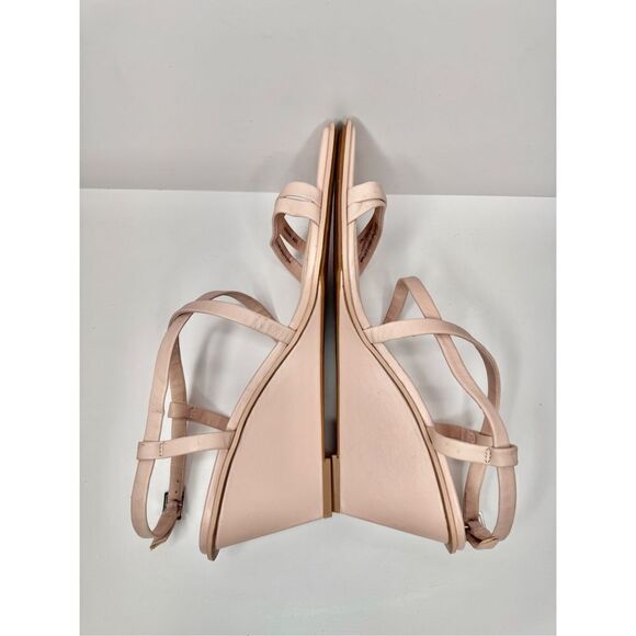 Caslon Wedges Size 7.5 Womens Sandals Pink Leather Open Toe - Picture 6 of 8